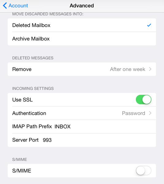 Email Advanced Settings