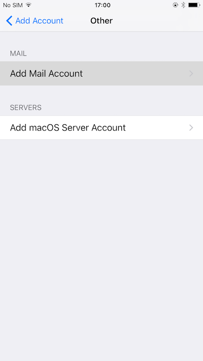 Add Mail Account button
