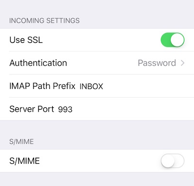 Incoming Server Settings
