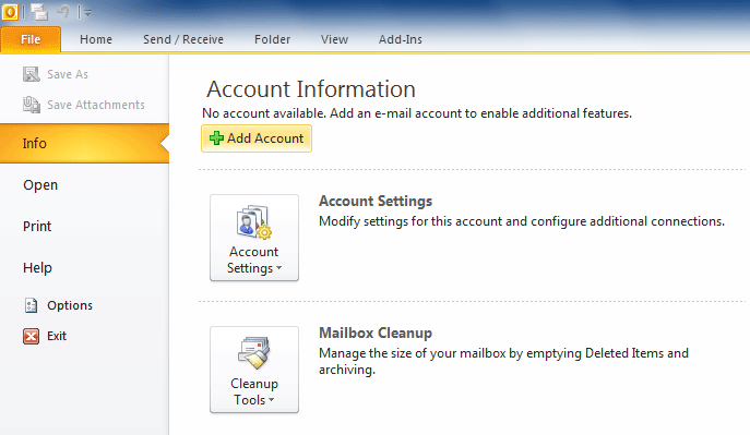 Add Account screen