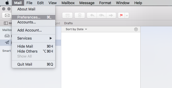 Mail dropdown - Preferences